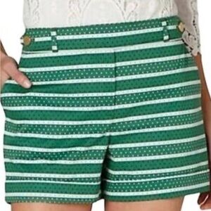 Anthropologie Meadow Rue green stripe polka dot shorts 8